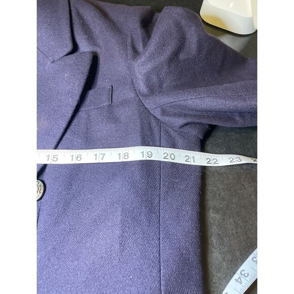 Vintage Stephanie Andrews Navy Blue Double Breasted Wool Blazer Jacket Sz 14P - Picture 7 of 9